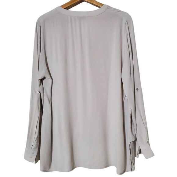 Soft Surroundings Gauze Tunic Top Size L Petite 3/4 Roll Tab Sleeve Womens - Picture 7 of 12